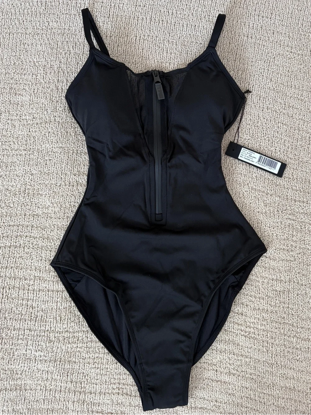 TA3 Zippy Black Shapeware one piece swimsuit size XS mesh cut out corset lace up